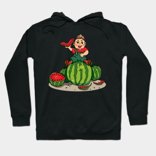 funny kid with watermelon Hoodie